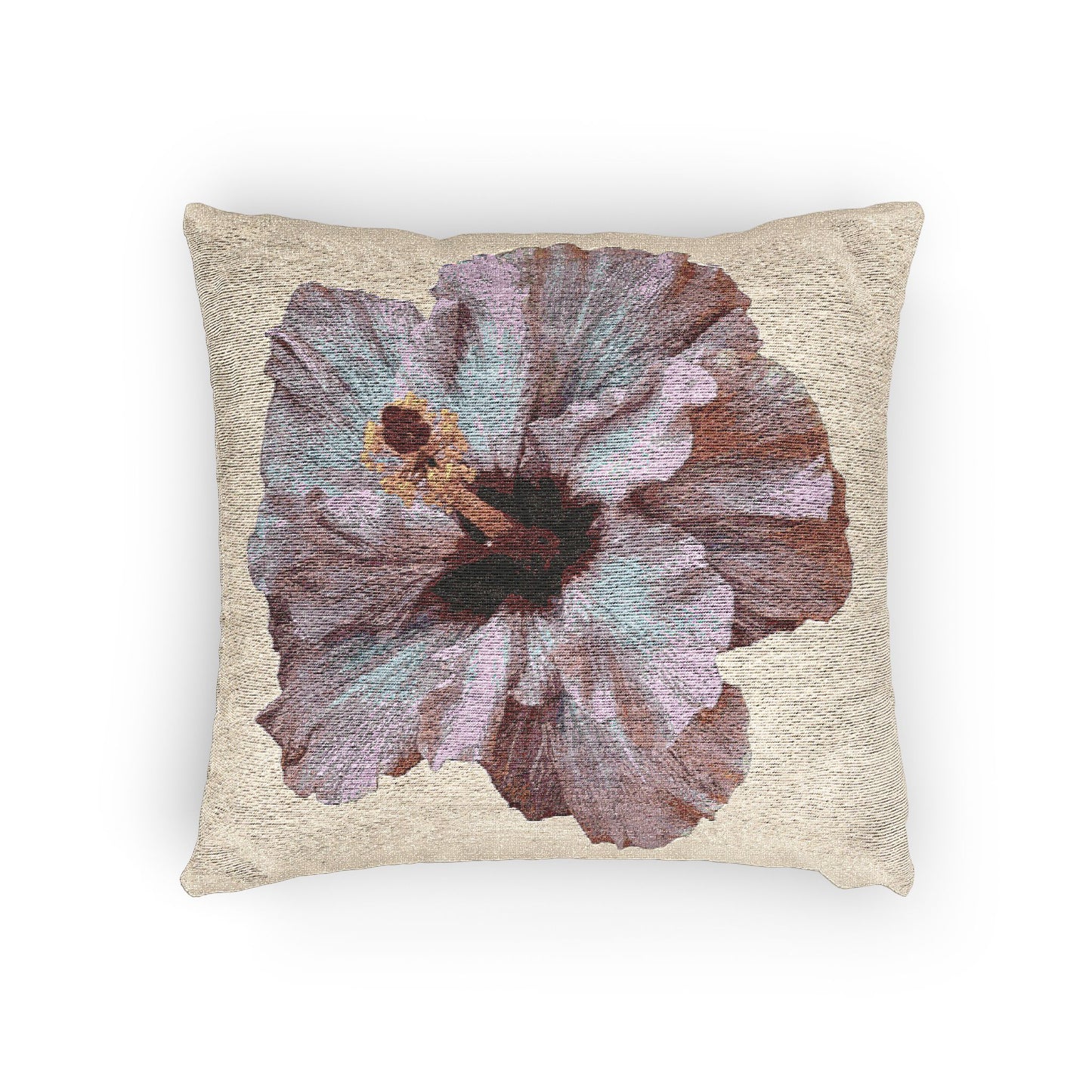 Woven Pillow, 17"W x 18"L ~ Photo Lilac Hibiscus
