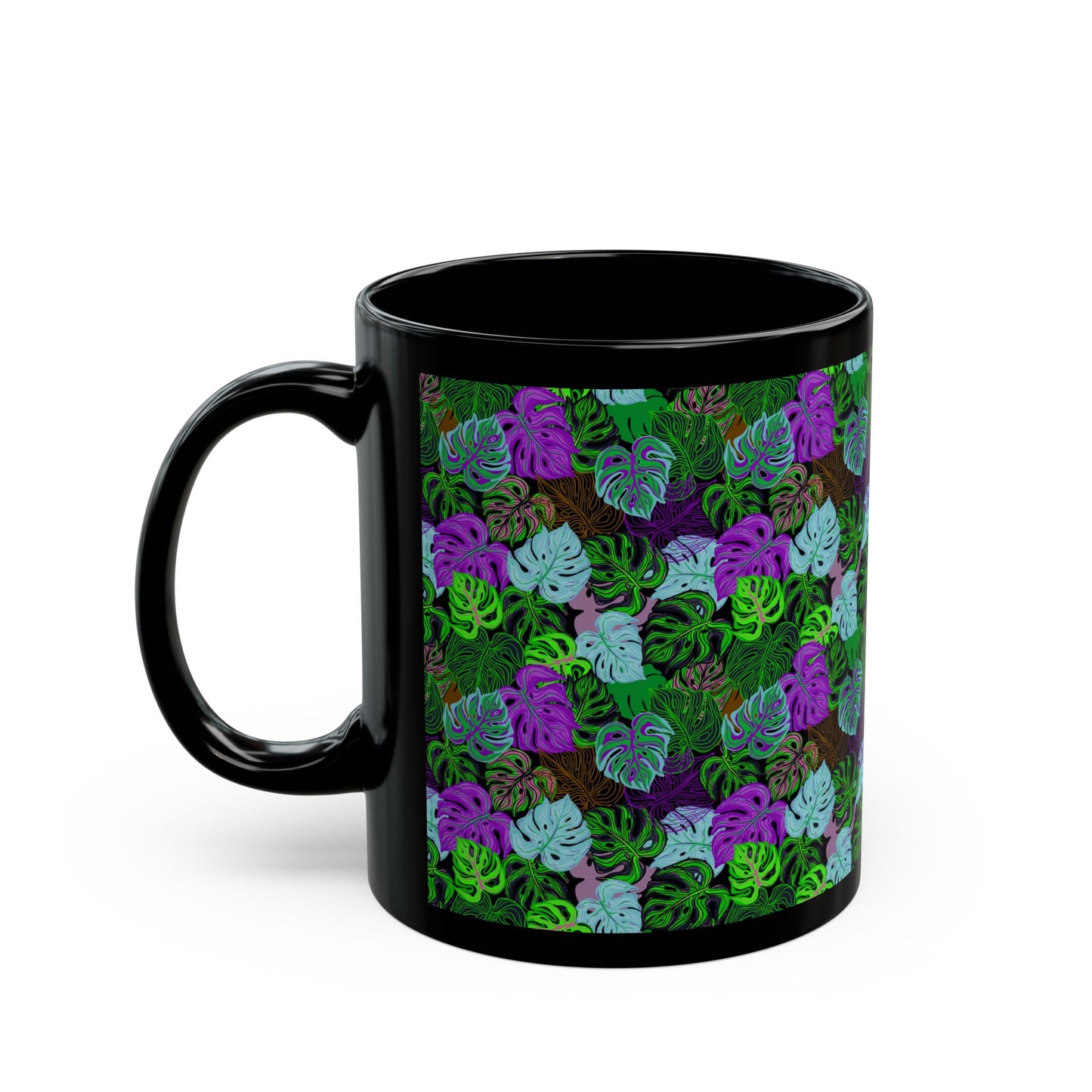 Black Mug (11oz, 15oz), Monstera Party