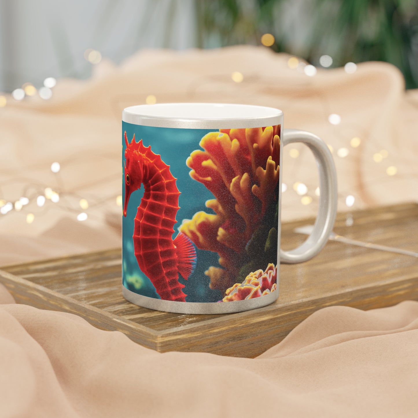 Tropical Metallic Mug — Seahorses in Love