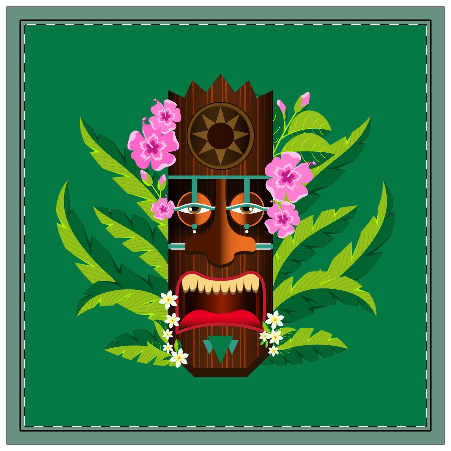 Tiki Boss Nani Polyester Napkins | SET of 4 | Stylish Table Decor, dark green