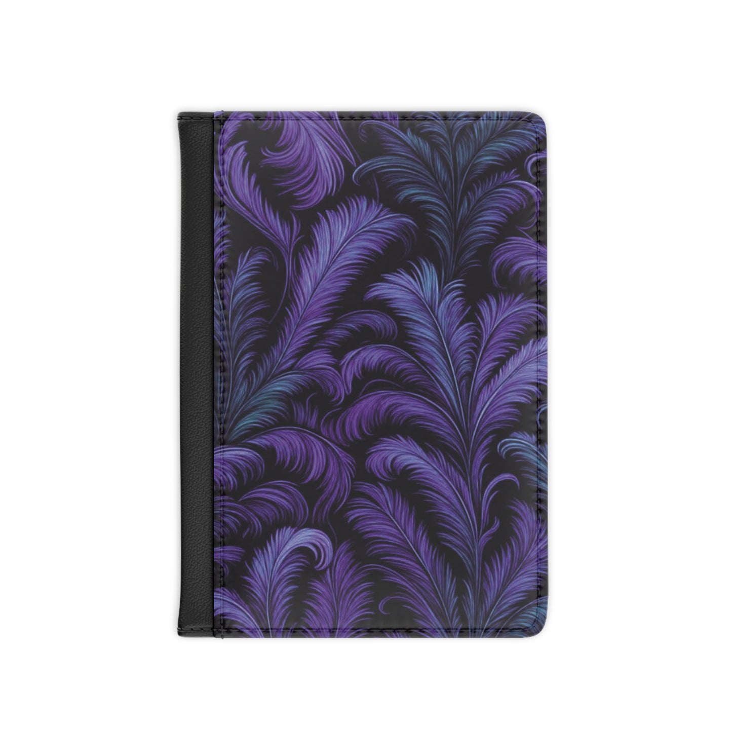 Tropical Passport Cover, Faux Leather - RFID blocking for travel security / Palms Rocco Purple