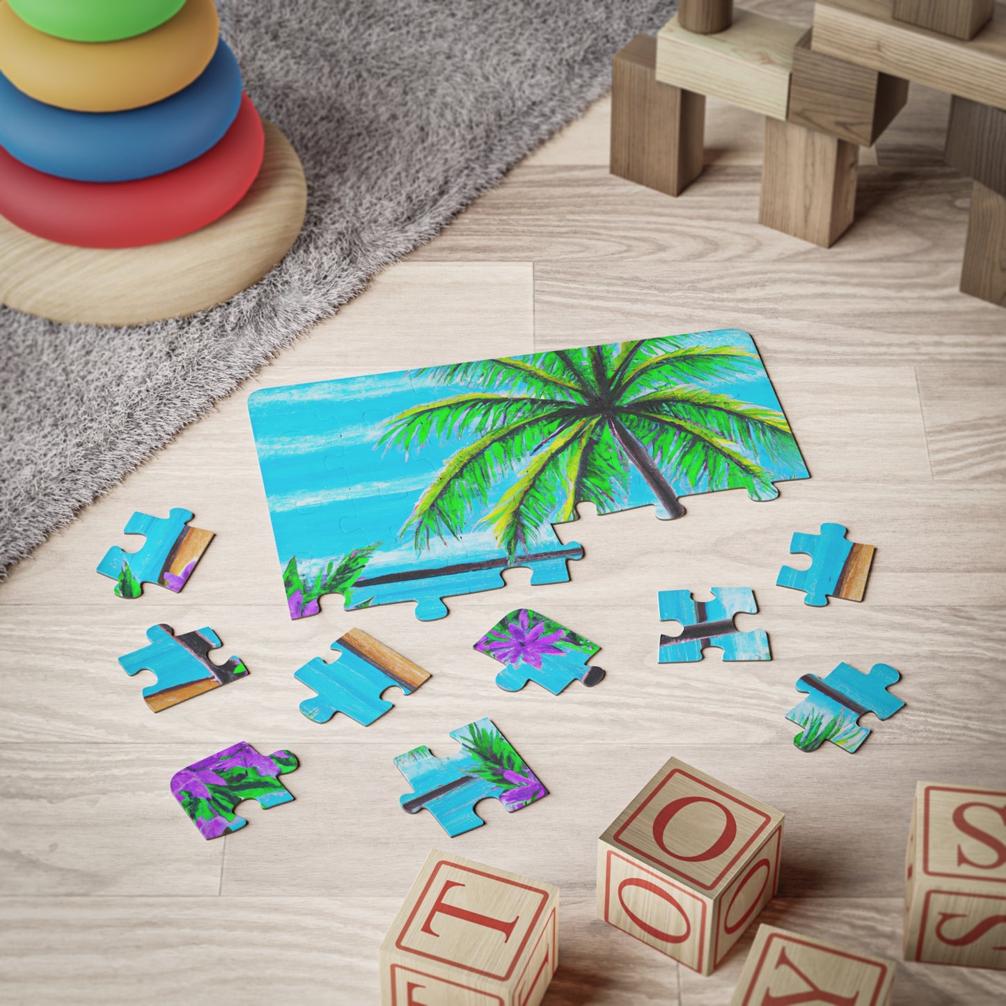 Tropical Kids' Puzzle, 2 Styles - 30-Piece Puzzle for Fun and Learning / Calm Beach