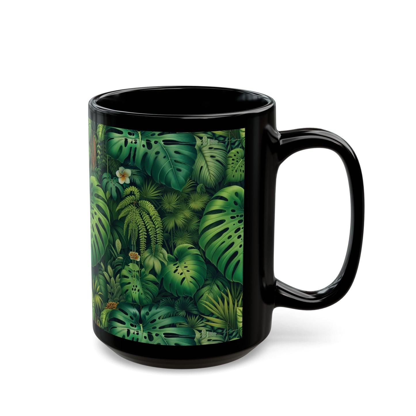 Black Coffee Mug - Rainforest Greenery