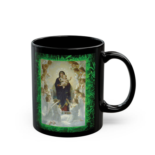 Black Coffee Mug, Religious - Tropical Queen of the Angels