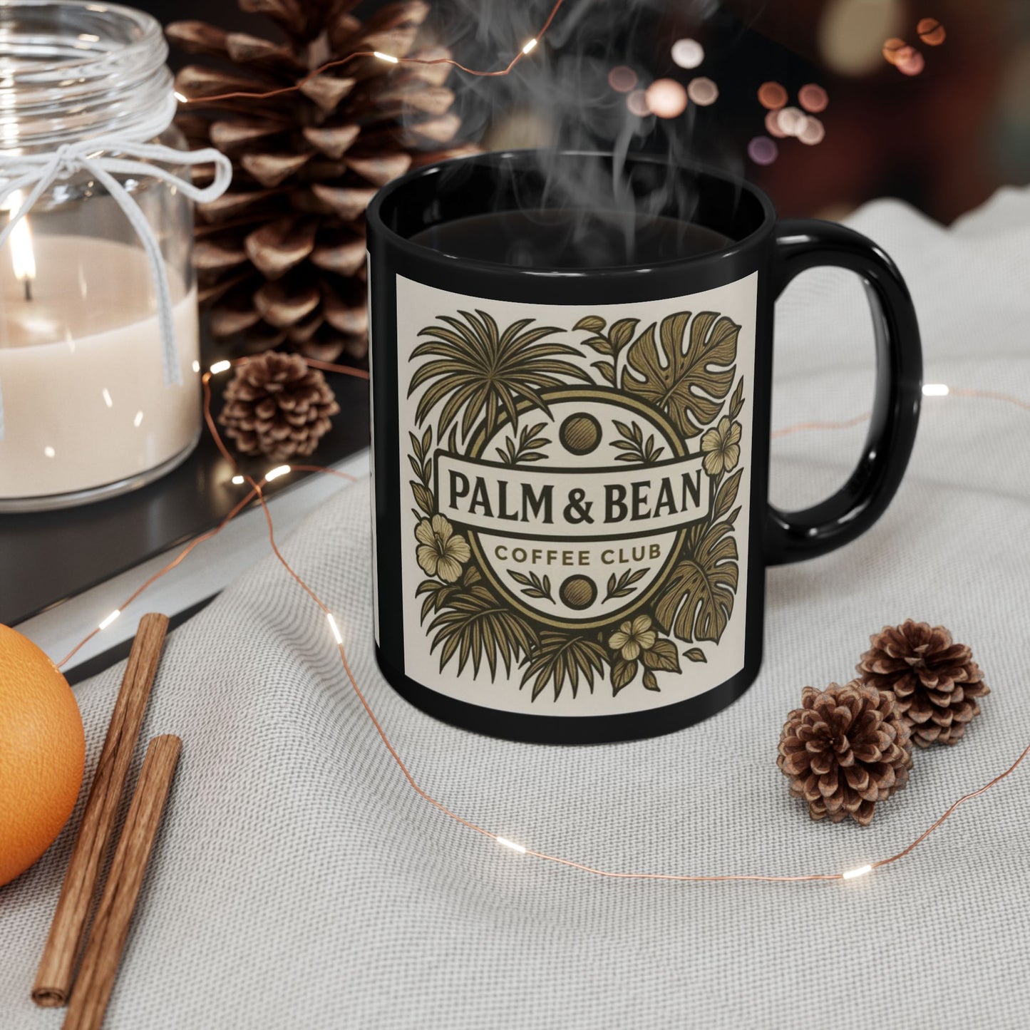 Black Coffee Mug - Palm & Bean Coffee Club
