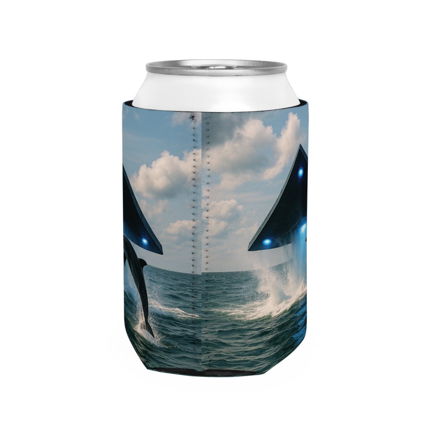 UFO and Dolphin Can Cooler Sleeve - Perfect for Outdoor Picnics