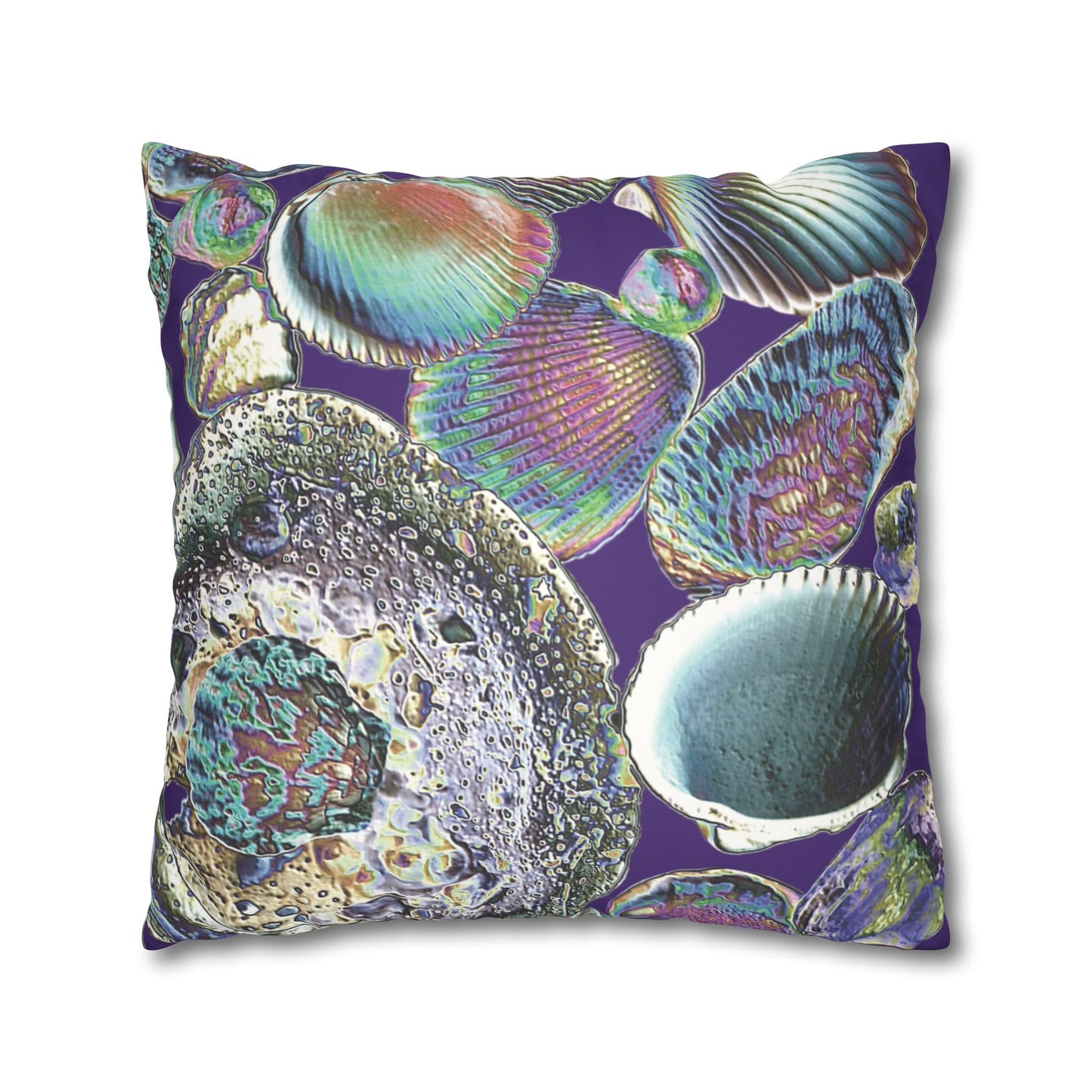 Faux Suede Square Pillowcase - Heatwave Seashell Collection, Purple