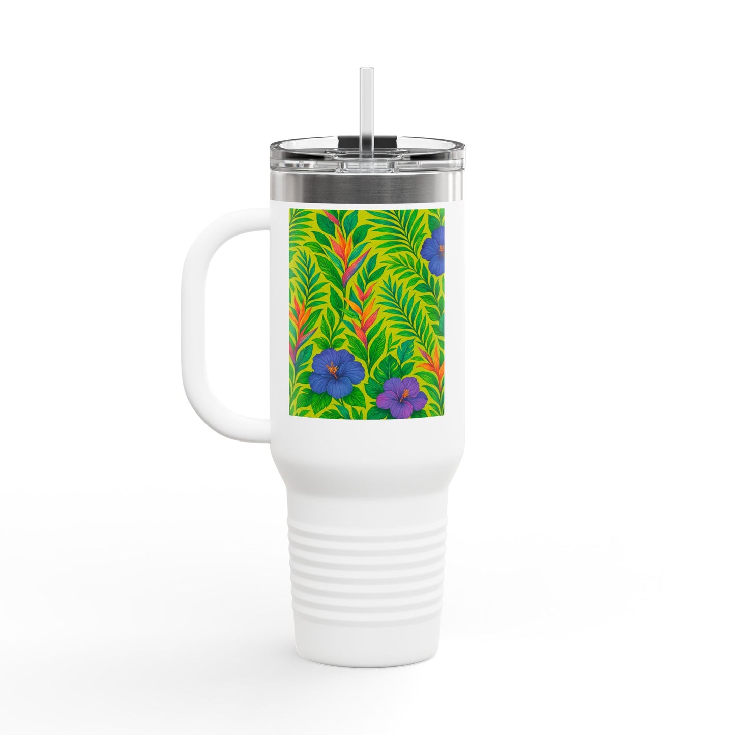 Midnight Flower Lime Insulated Travel Mug - 40oz - Perfect for Outdoor Adventures