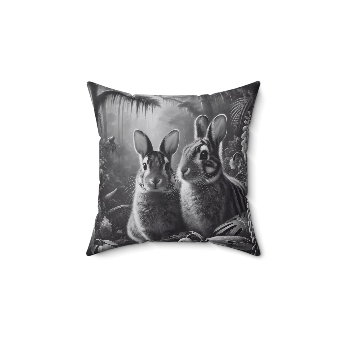 Decorative Pillow - Accent Cushion, 4 Sizes /Tropical Sumatran Rabbits/Slate