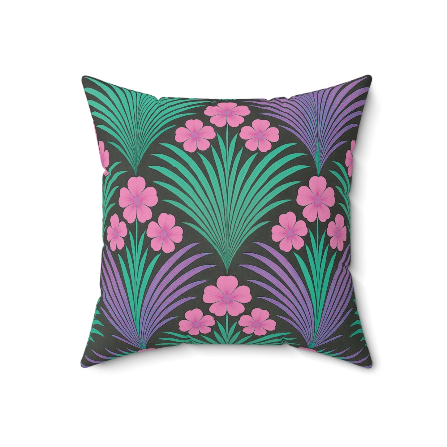 Decorative Pillow - Accent Cushion, 4 Sizes / Midnight Hibiscus Deco/Pink