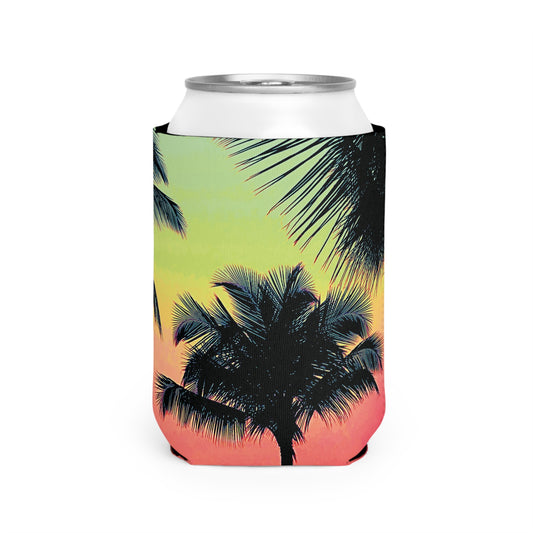 Palm Glow/Sangria Can Cooler Sleeve - Perfect for Outdoor Picnics