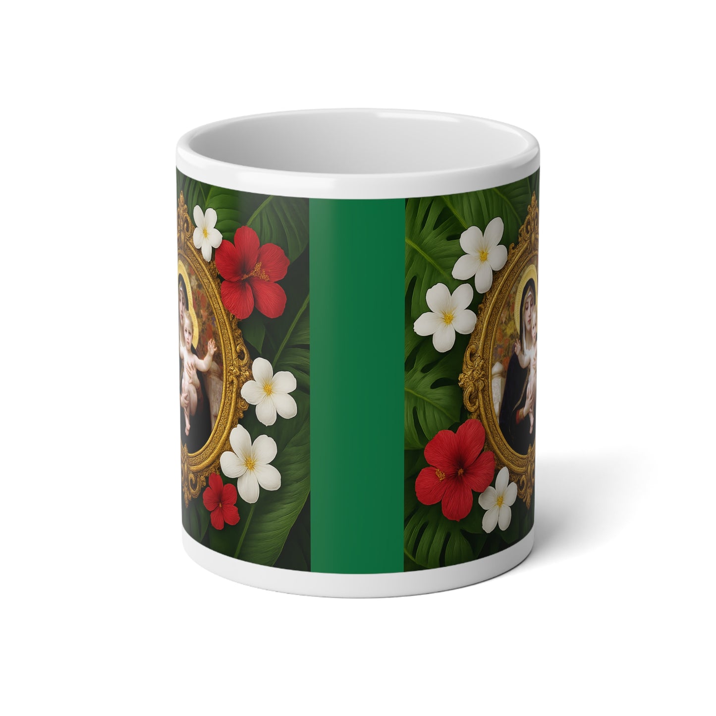 Religious Jumbo Mug, 20oz, Virgin of the Lilies | Tropical Coffee Cup