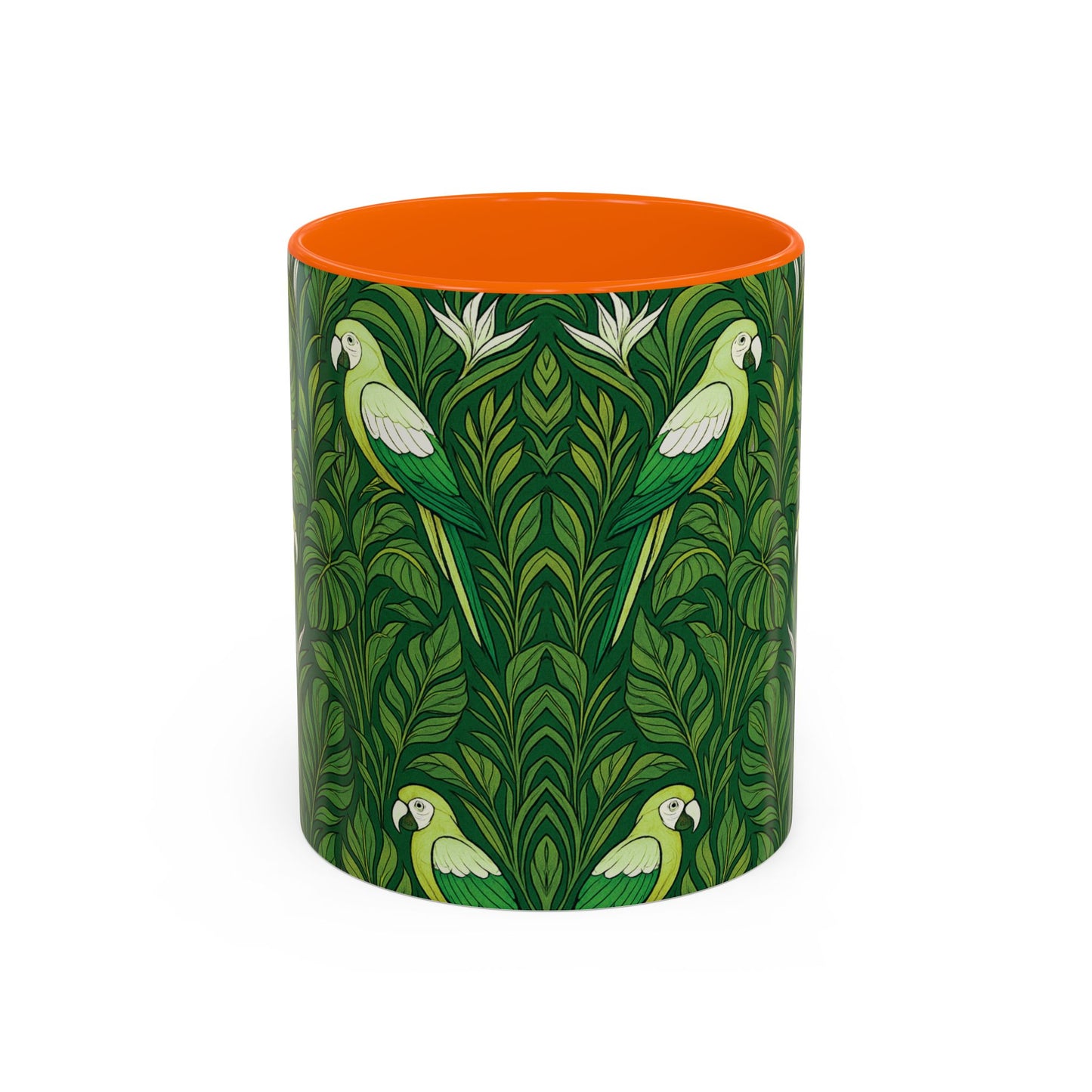 Accent Coffee Mug (11, 15oz), 8 Colors - Parrot Family, Lime