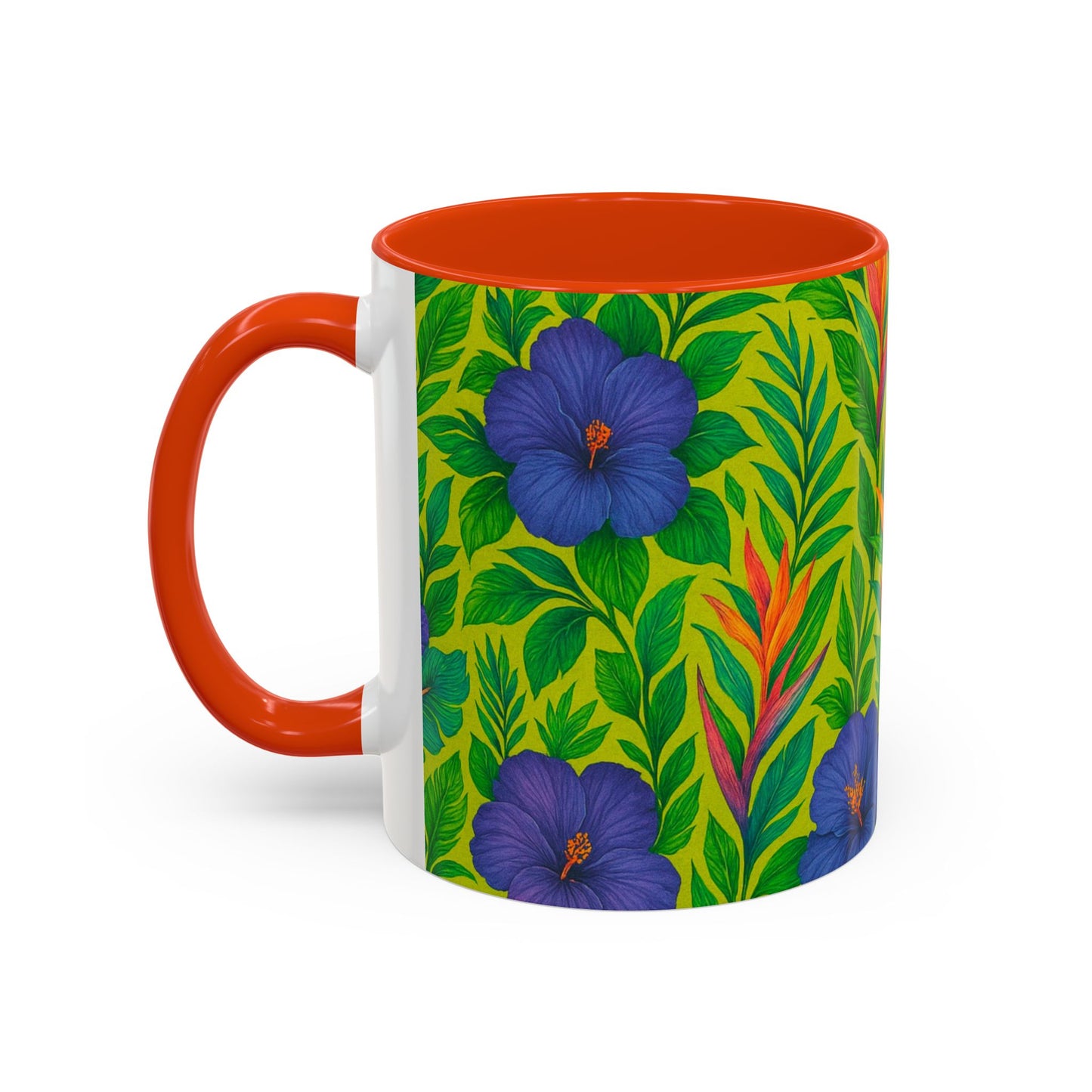 Vibrant Floral Coffee Mug - 11oz & 15oz / Midnight Flower Lime