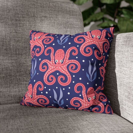 Faux Suede Square Pillowcase - Twisted Tentacle Octopus