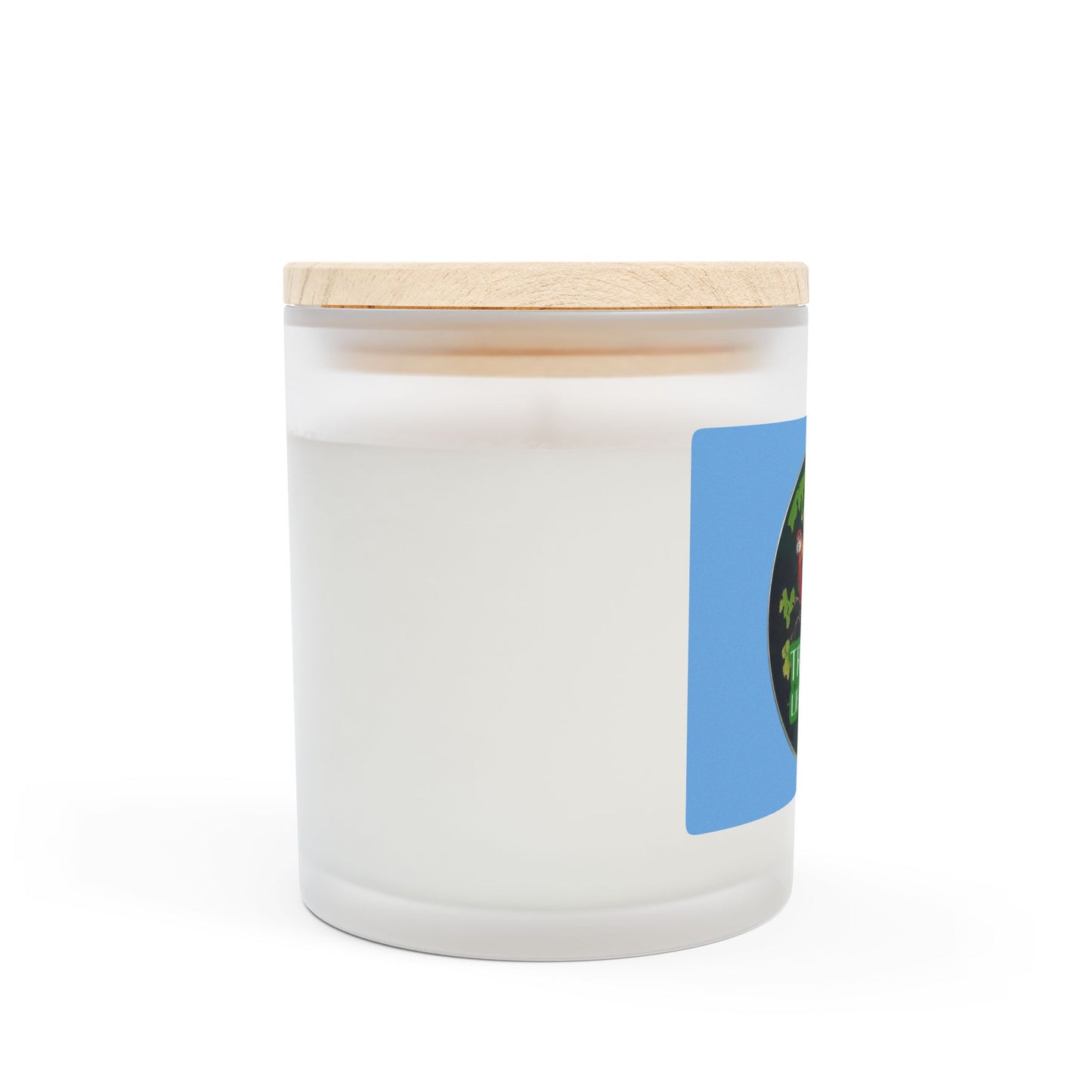 Frosted Glass Candle, 11oz - Two Brazilian Parrots, Lt Blue