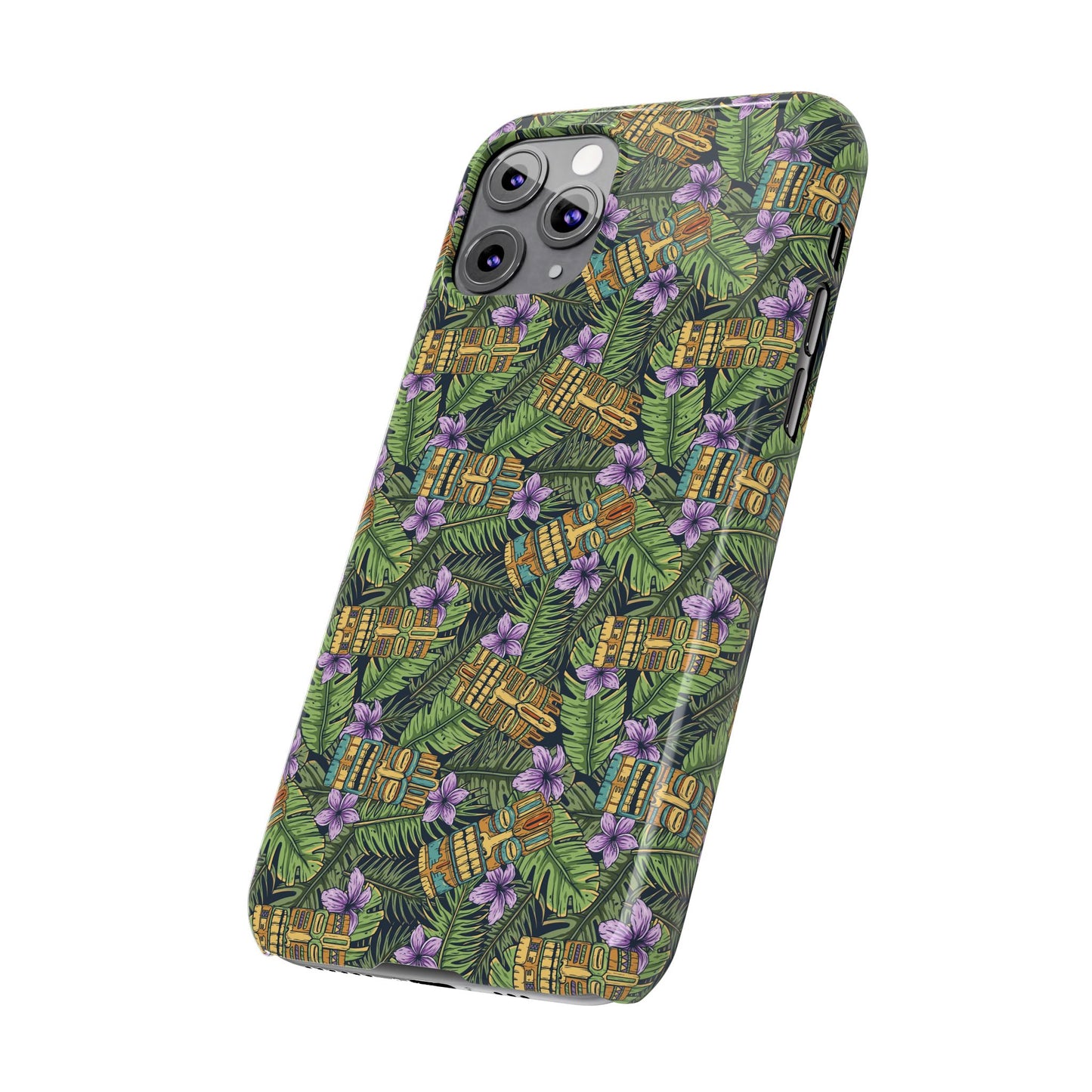 Slim Phone Cases - Tiki Purple Greenery