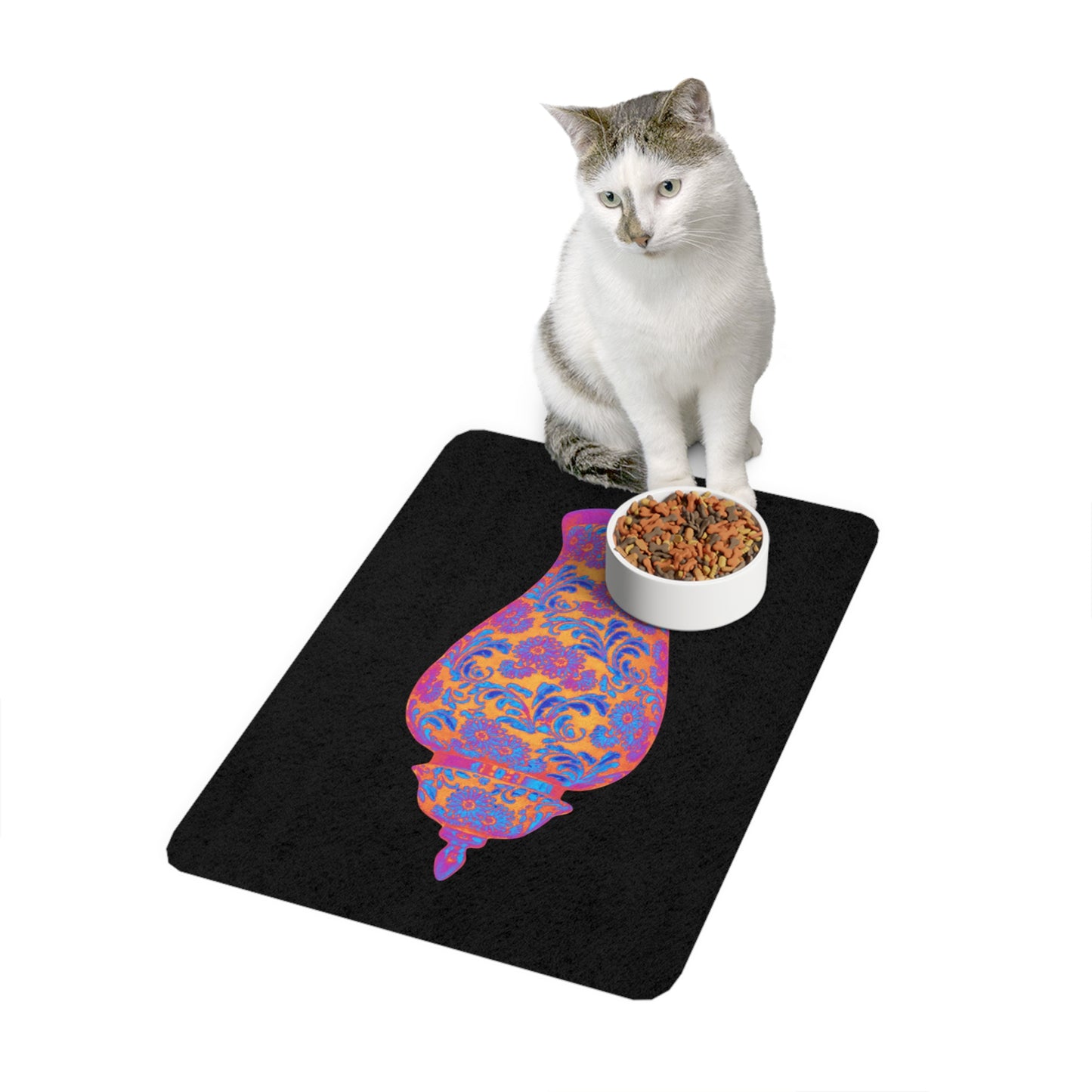 Pet Food Mat (12x18), Heatwave Ginger Jar macro black