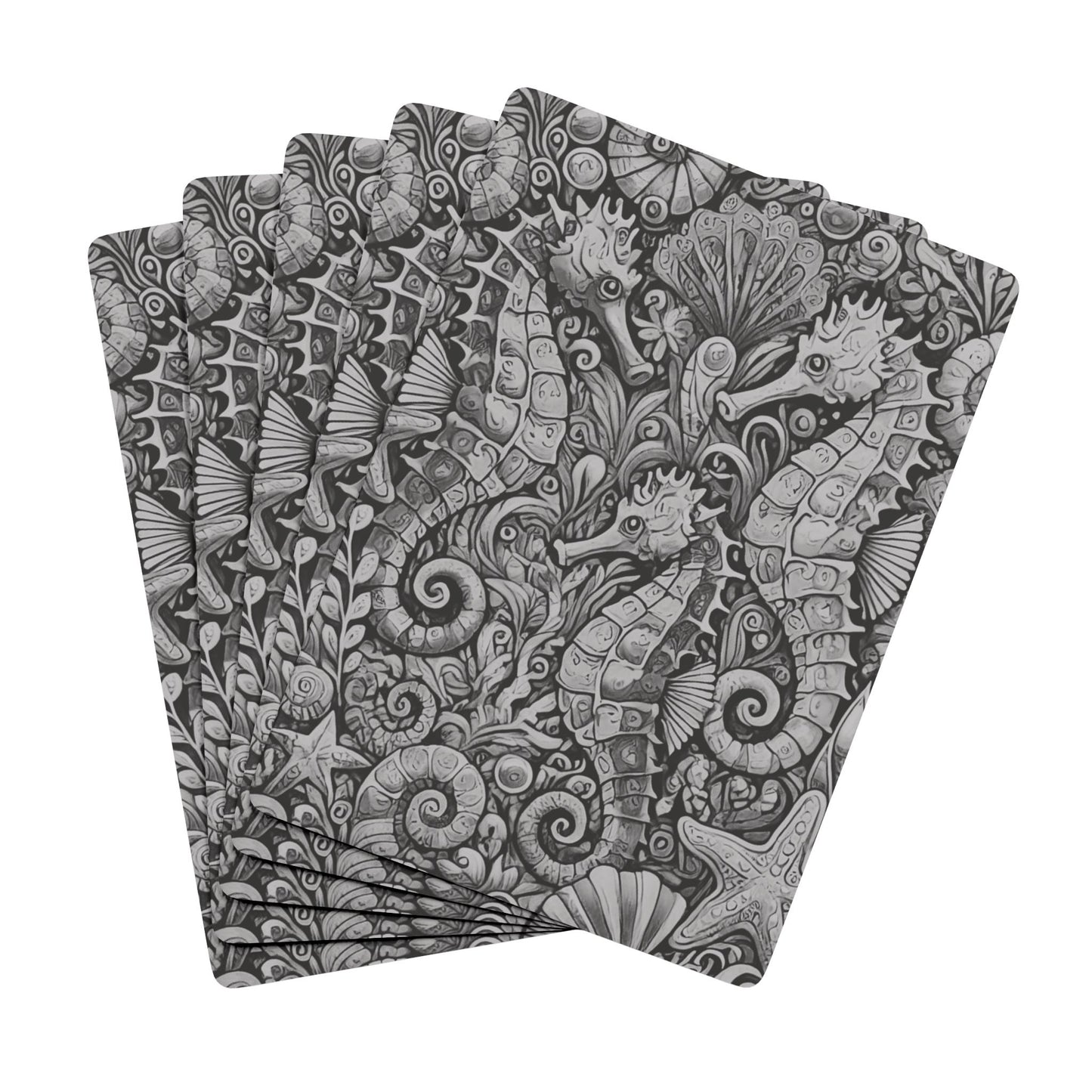 Poker Playing Cards - Seahorse Trio, Noir