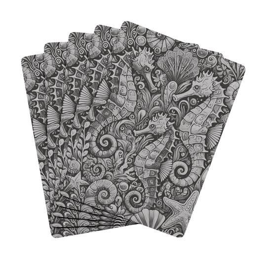 Poker Playing Cards - Seahorse Trio, Noir