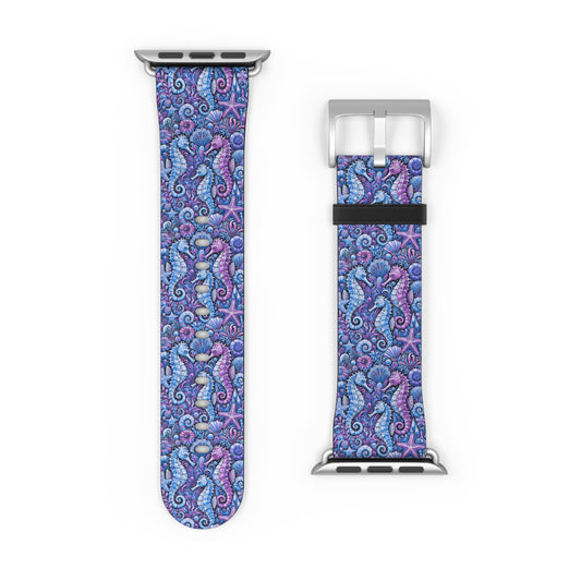 Apple Watch Band - Tropical Seahorse Trio, Blue