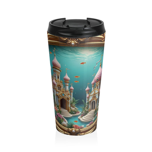 15 oz. Stainless Steel Travel Mug / Mermaid Palace, Caribbean Sea