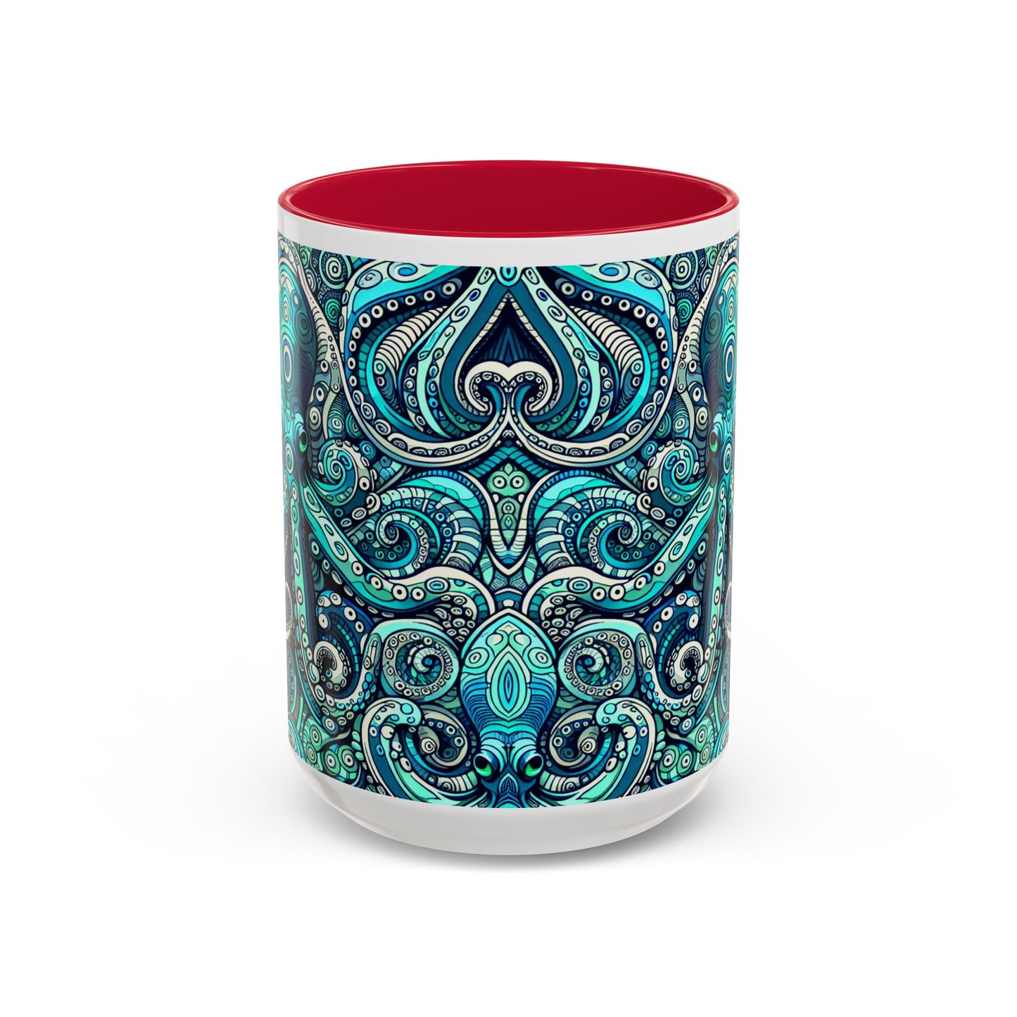 Accent Color Coffee Mug, Many Colors - 11oz & 15oz / Aqua Octopus