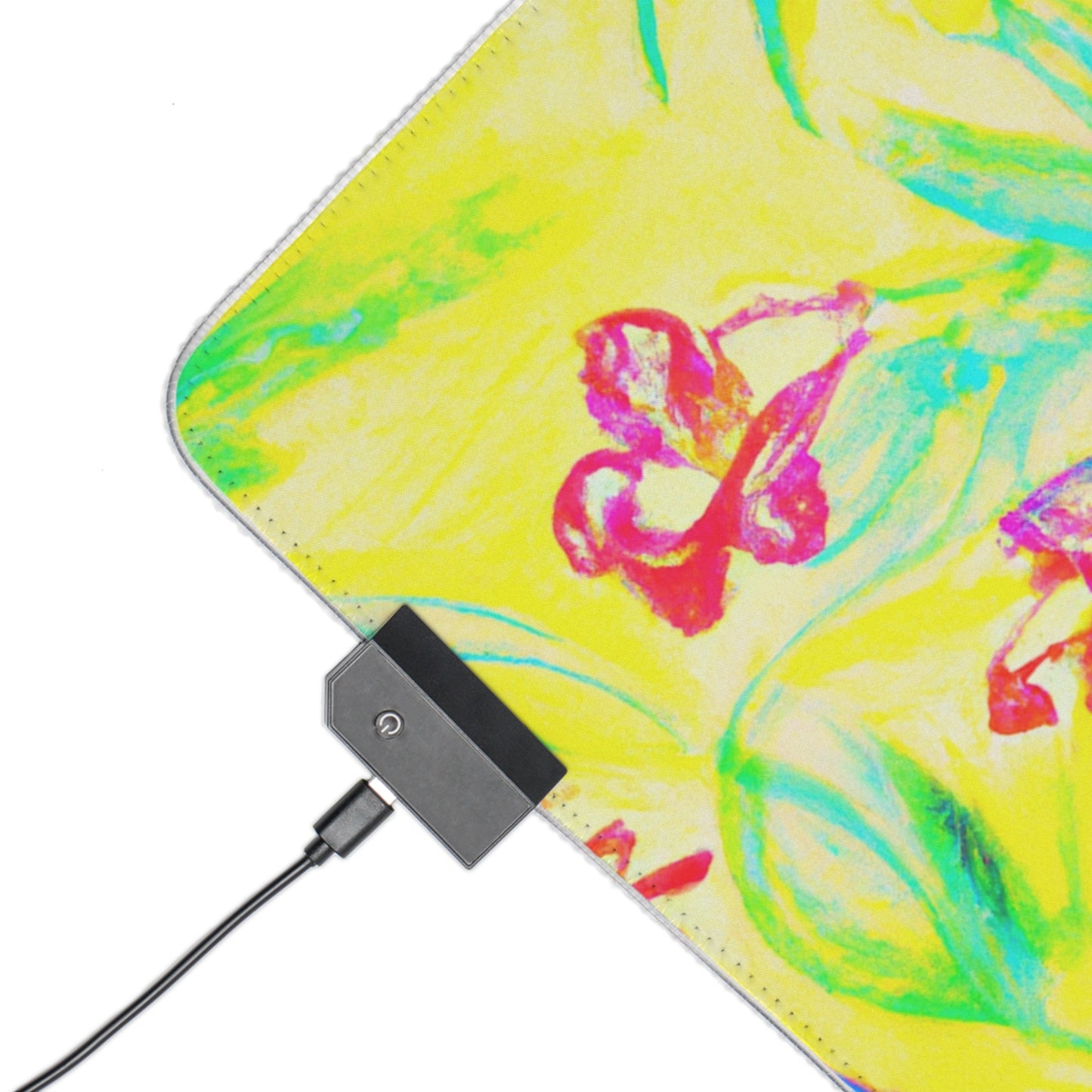 LED Gaming Mouse Pad With Vibrant RGB Lighting, 4 Sizes / Tropical Doodles, Yellow