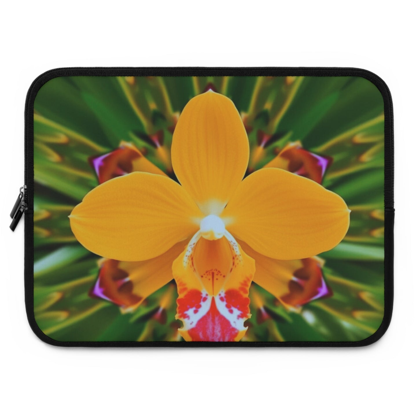 Tropical Laptop Sleeve, 5 Sizes - Perfect for Beach Lovers & Students / Kaleido Orange Orchid