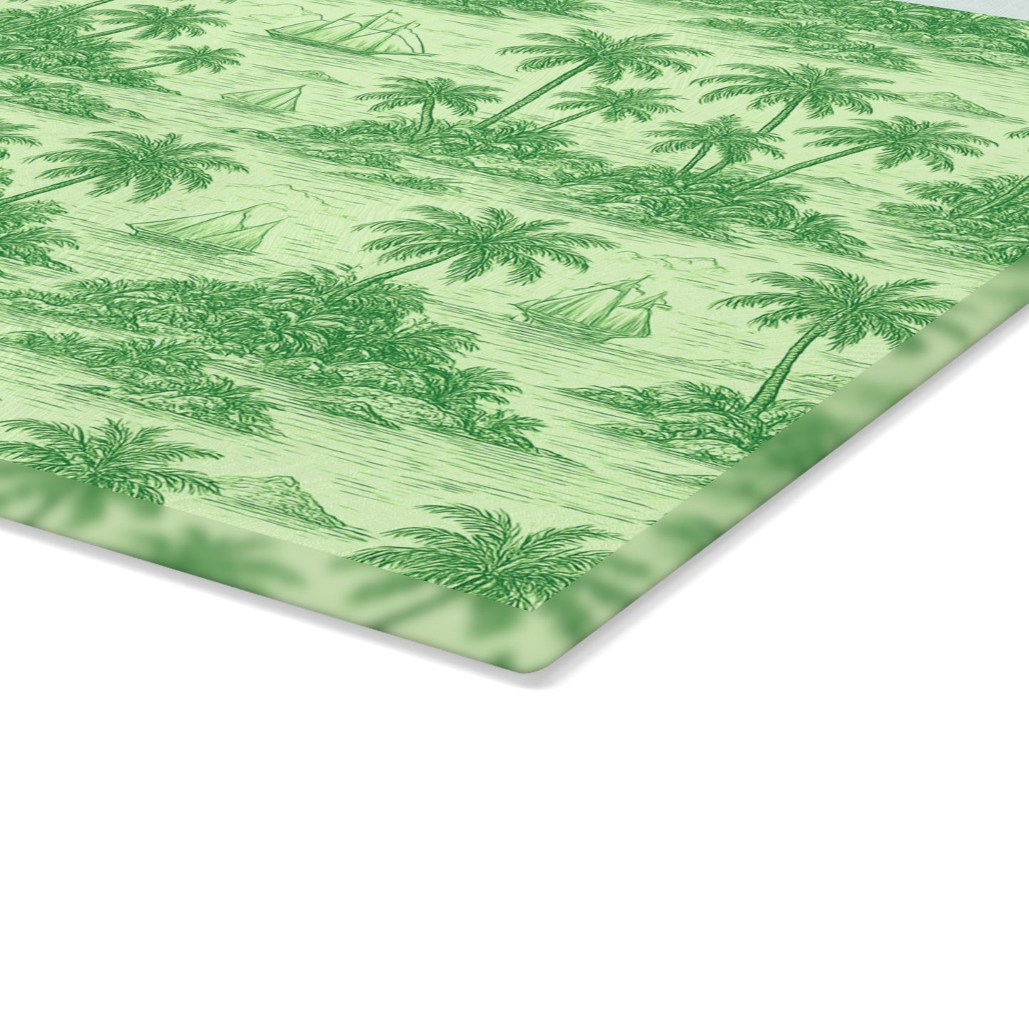 Glass Cutting Board, 2 sizes - Faraway Toile/Green