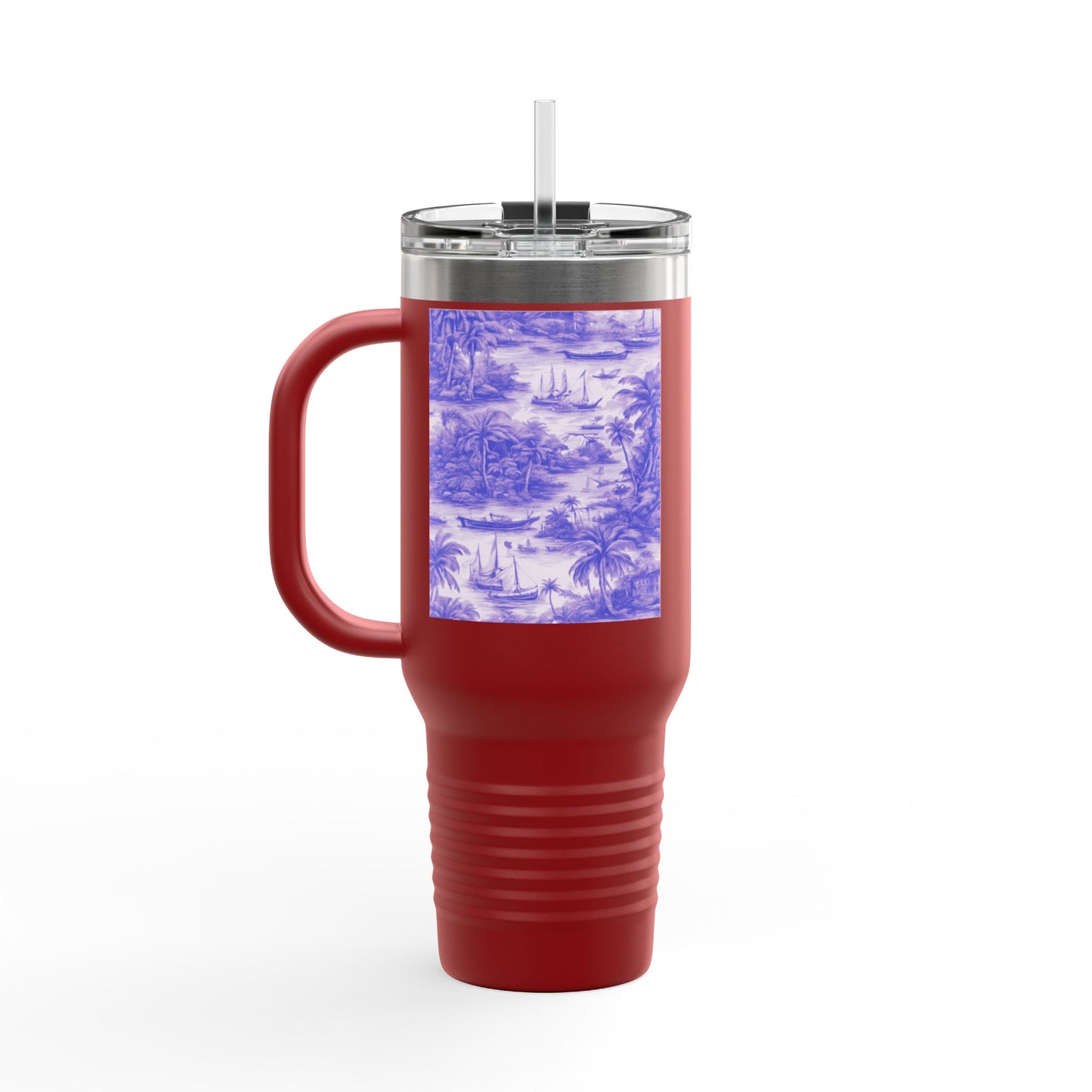 Insulated Travel Mug, 40oz / Tropical Toile, Amethyst - Perfect for Outdoor Adventures