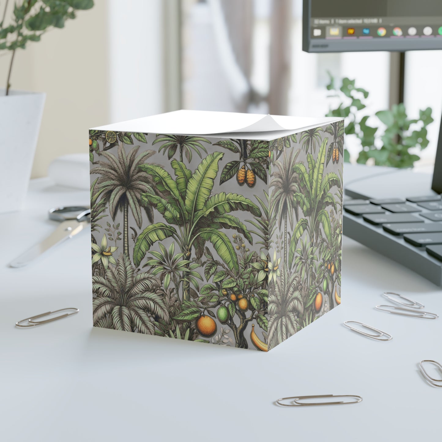 Note Cube - Tropical Fruit, Grey