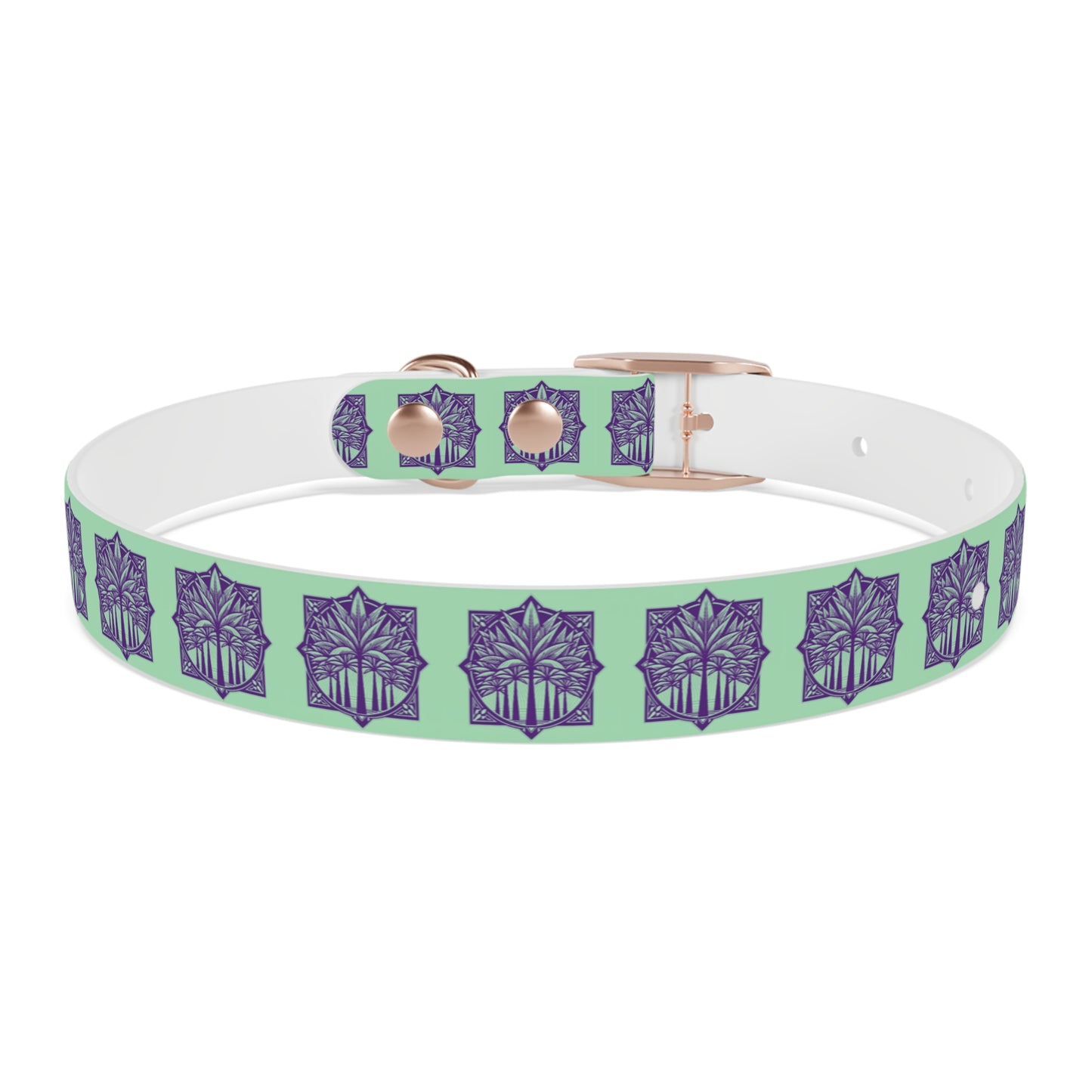 Dog Collar - Deco Palm Trees, Mint Green