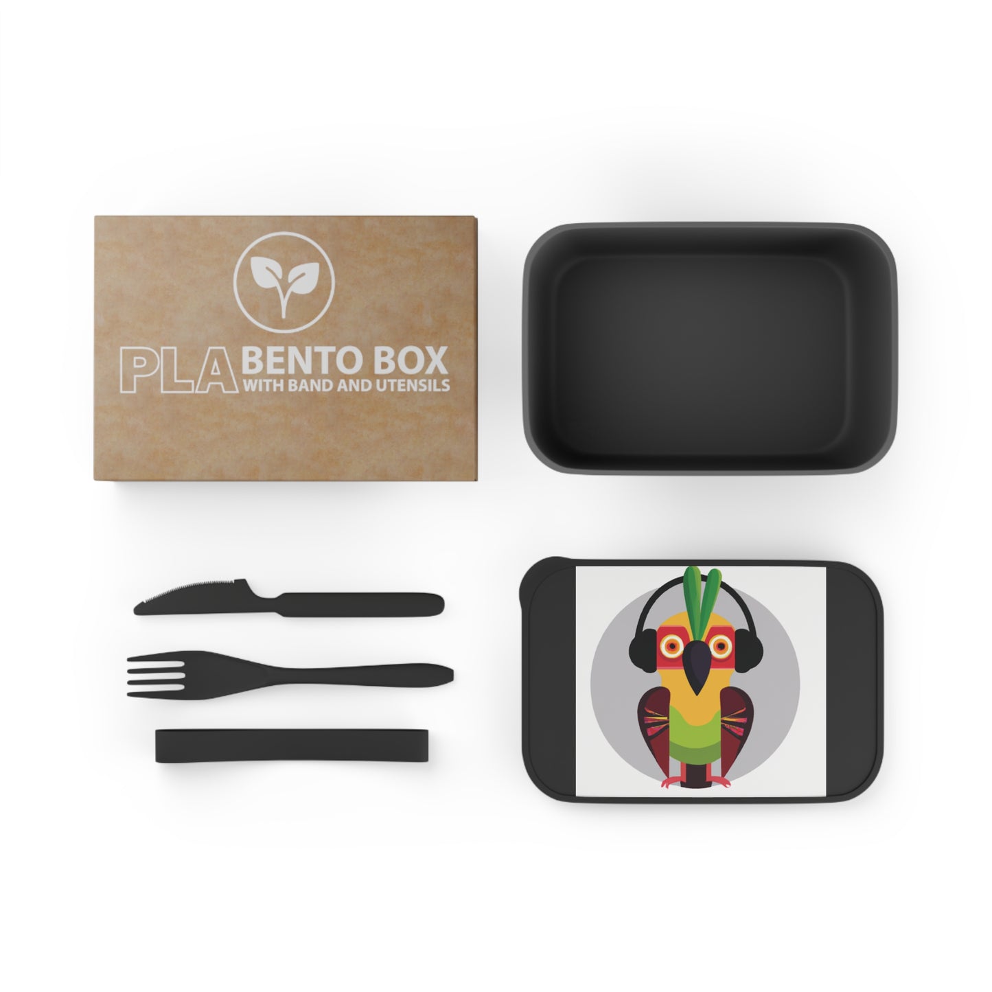 Bento Box with Utensils - Musical Parrot