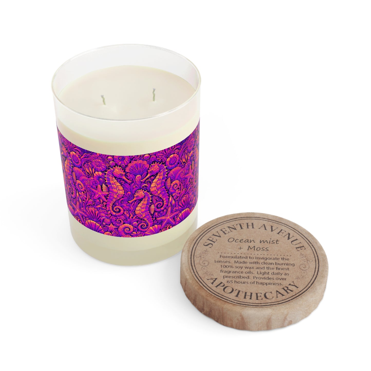 Seahorse Trio/Heatwave Scented Candle - 11oz Full Glass, Tropical Decor