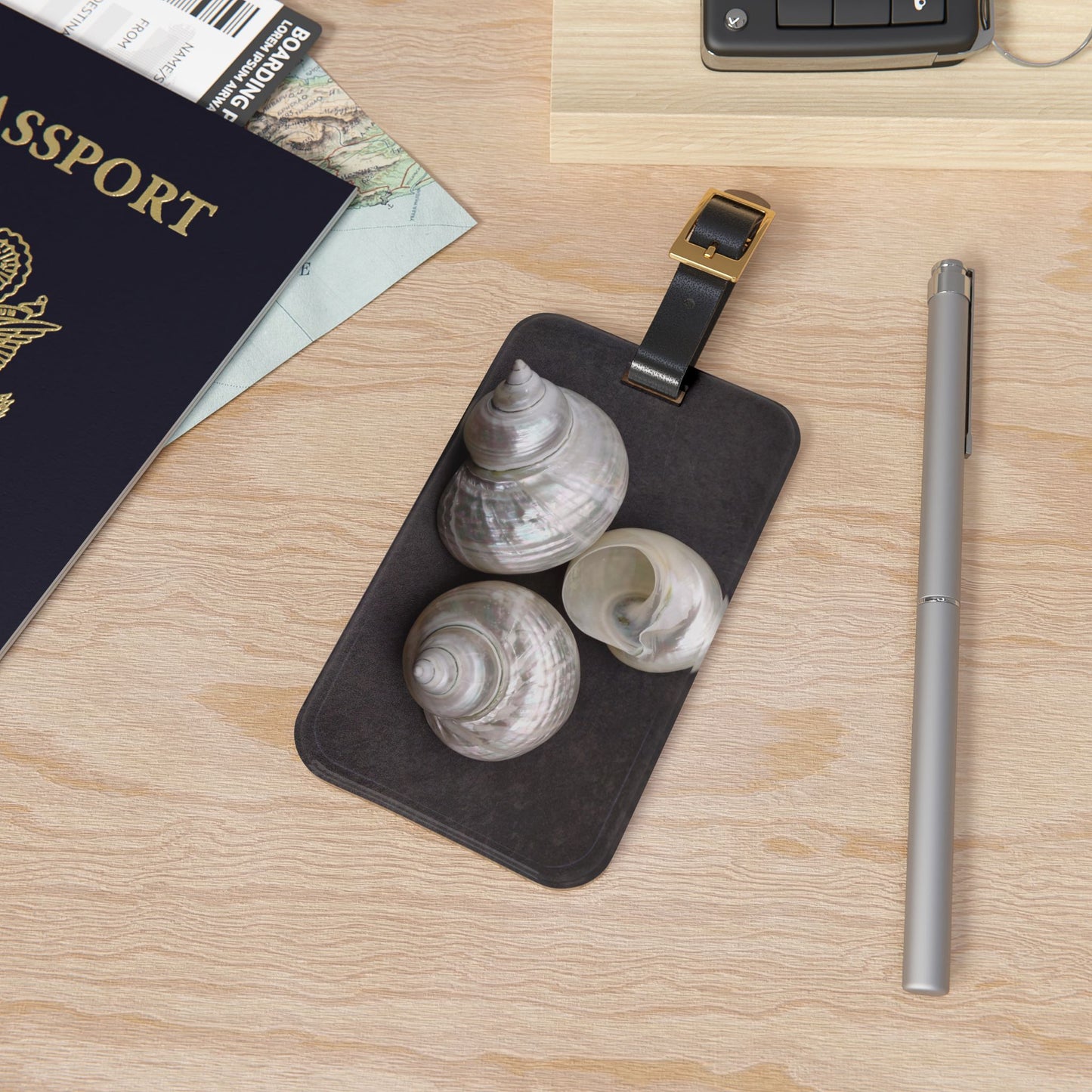 Luggage Tag - White Nautilus Trio