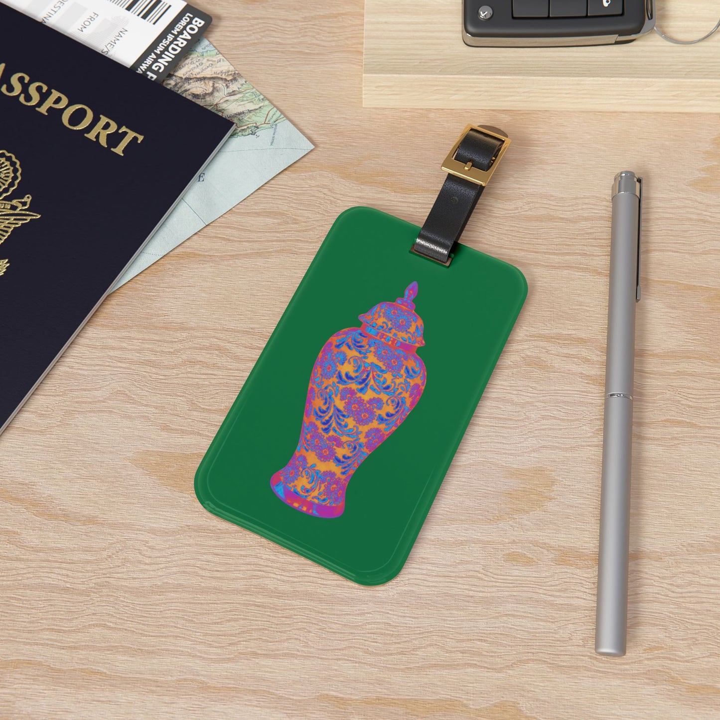 Luggage Tag - Heatwave Ginger Jar, dark green