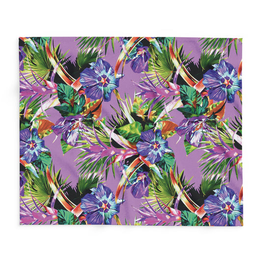 Purple Plant Palooza Fleece Blanket - Colorful Tropical Botanical Design