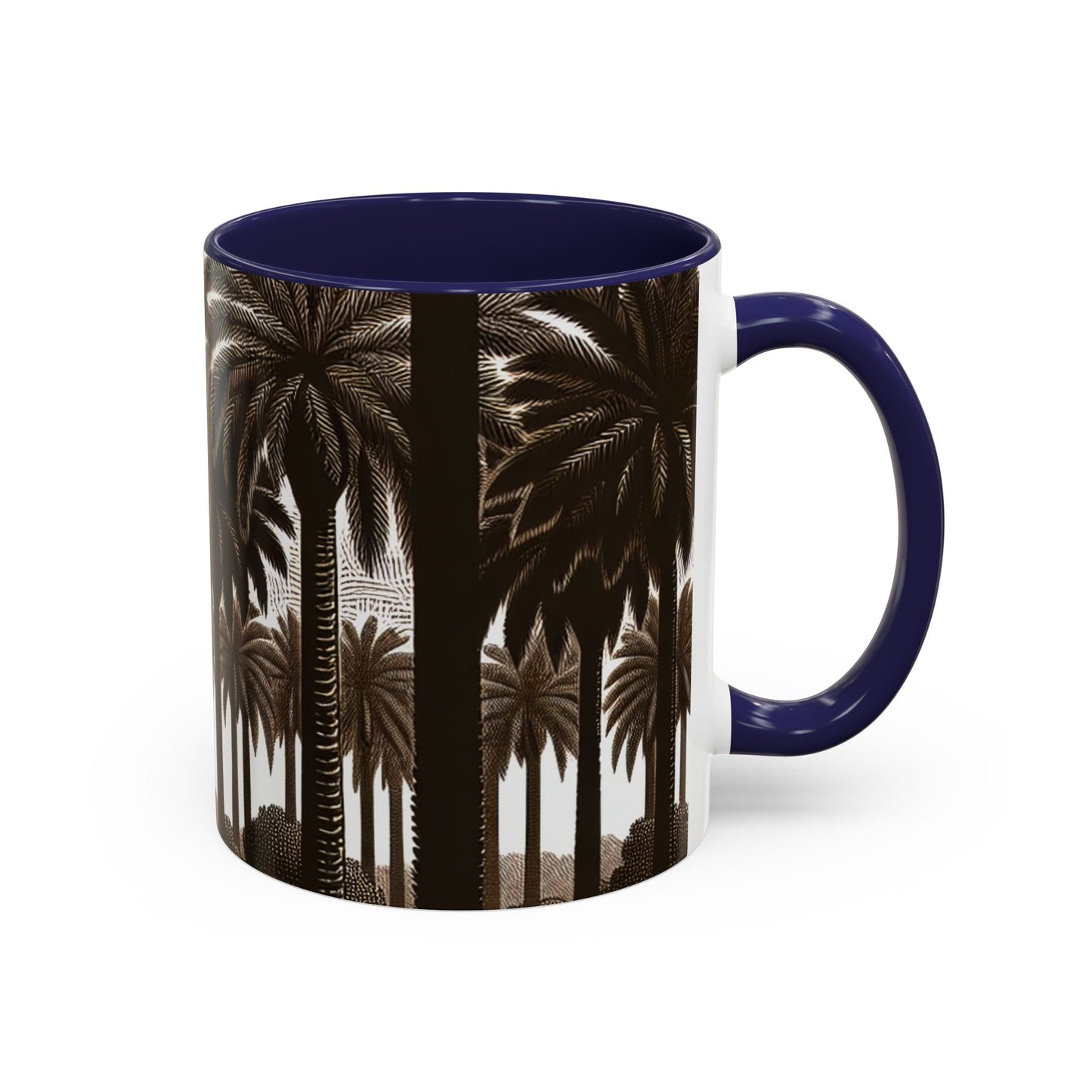 Accent Coffee Mug (11, 15oz) - Woodcut Palm Grove