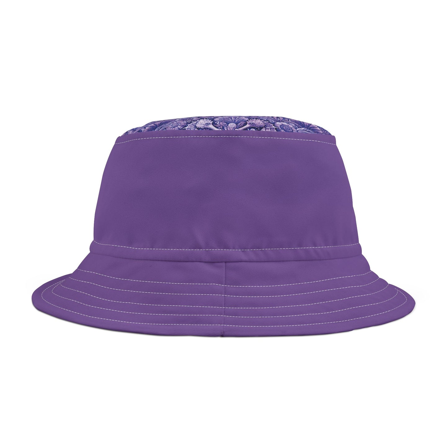 Tropical Polyester Bucket Hat, 2 Sizes - Seahorses Amethyst/Lt. Purple