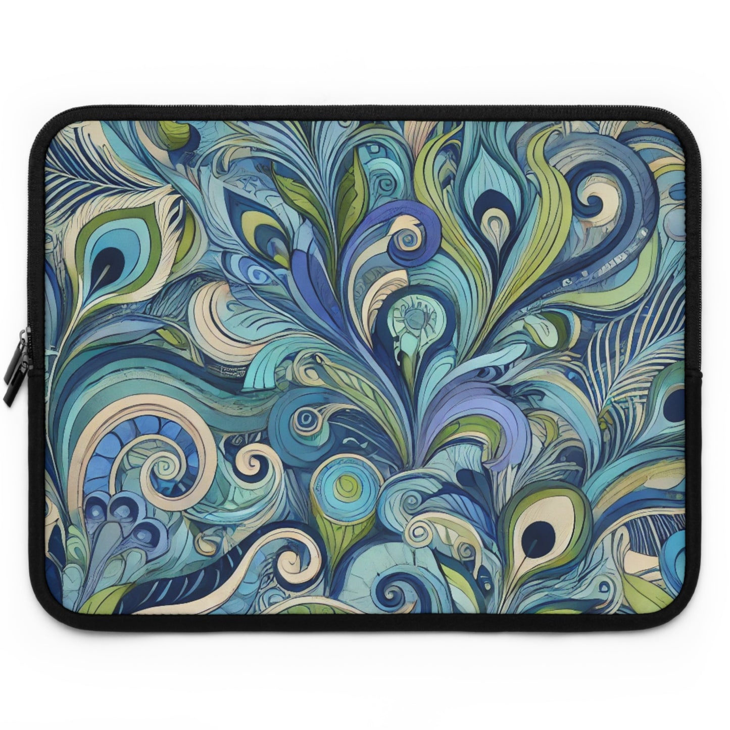 Tropical Laptop Sleeve, 5 Sizes - Perfect for Beach Lovers & Students / Feather Currents Blue