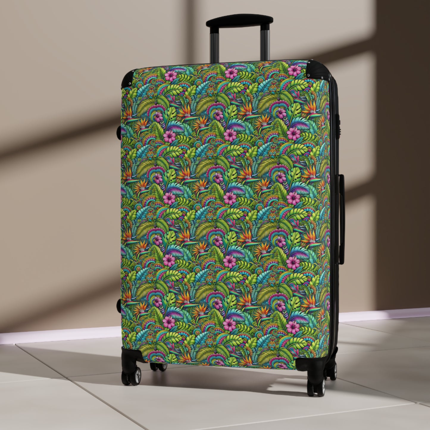 Tropical Suitcase - Stylish Travel Luggage for Adventurers / Rainforest Blooms