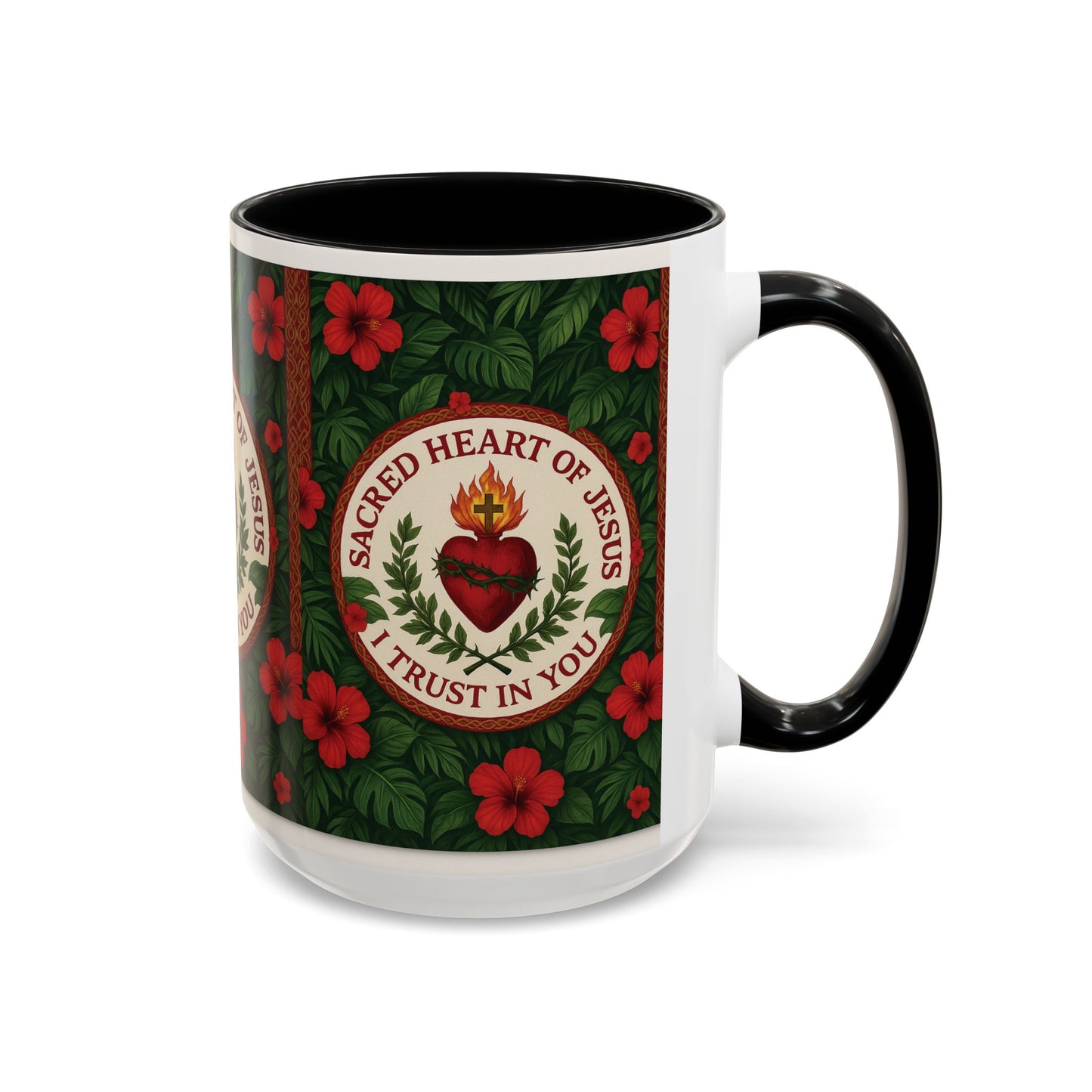 Religious Accent Color Coffee Mug (11, 15oz) / Sacred Heart of Jesus Prayer, Various Colors