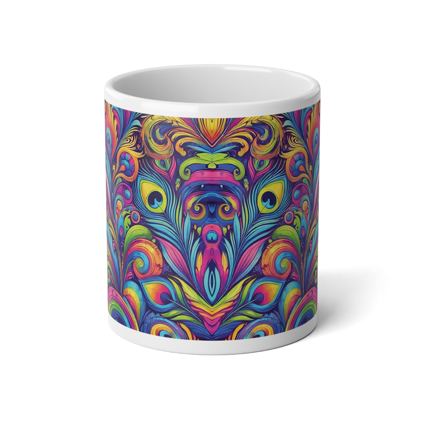 Jumbo Mug, 20oz, Peacock Currents | Tropical Coffee Cup