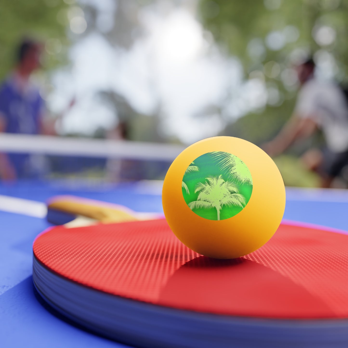 Tropical Paradise Ping Pong Balls - 6 Pack with Palm Glow Green/Orange