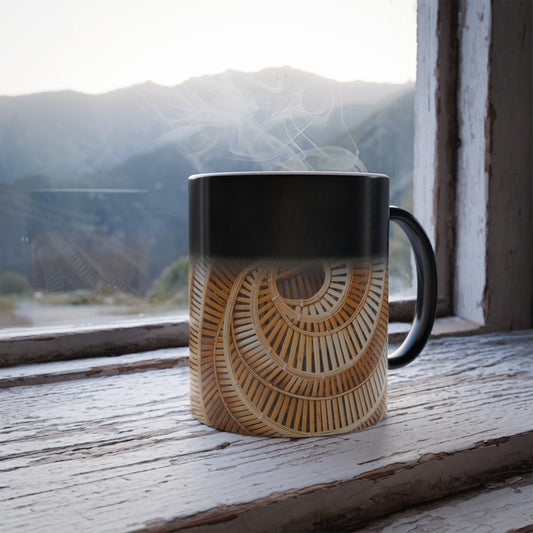 Color Morphing Mug with Natural Bamboo Spiral Pattern