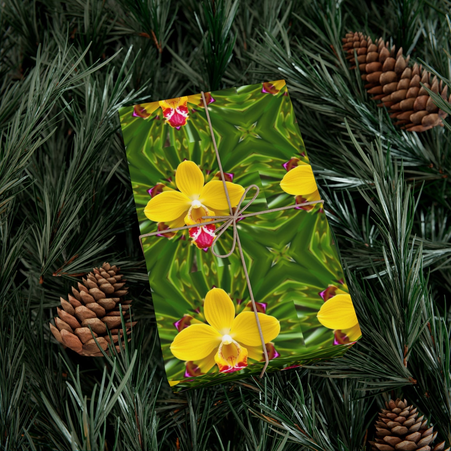 Gift Wrap Papers, Yellow Orchid Kaleidoscope