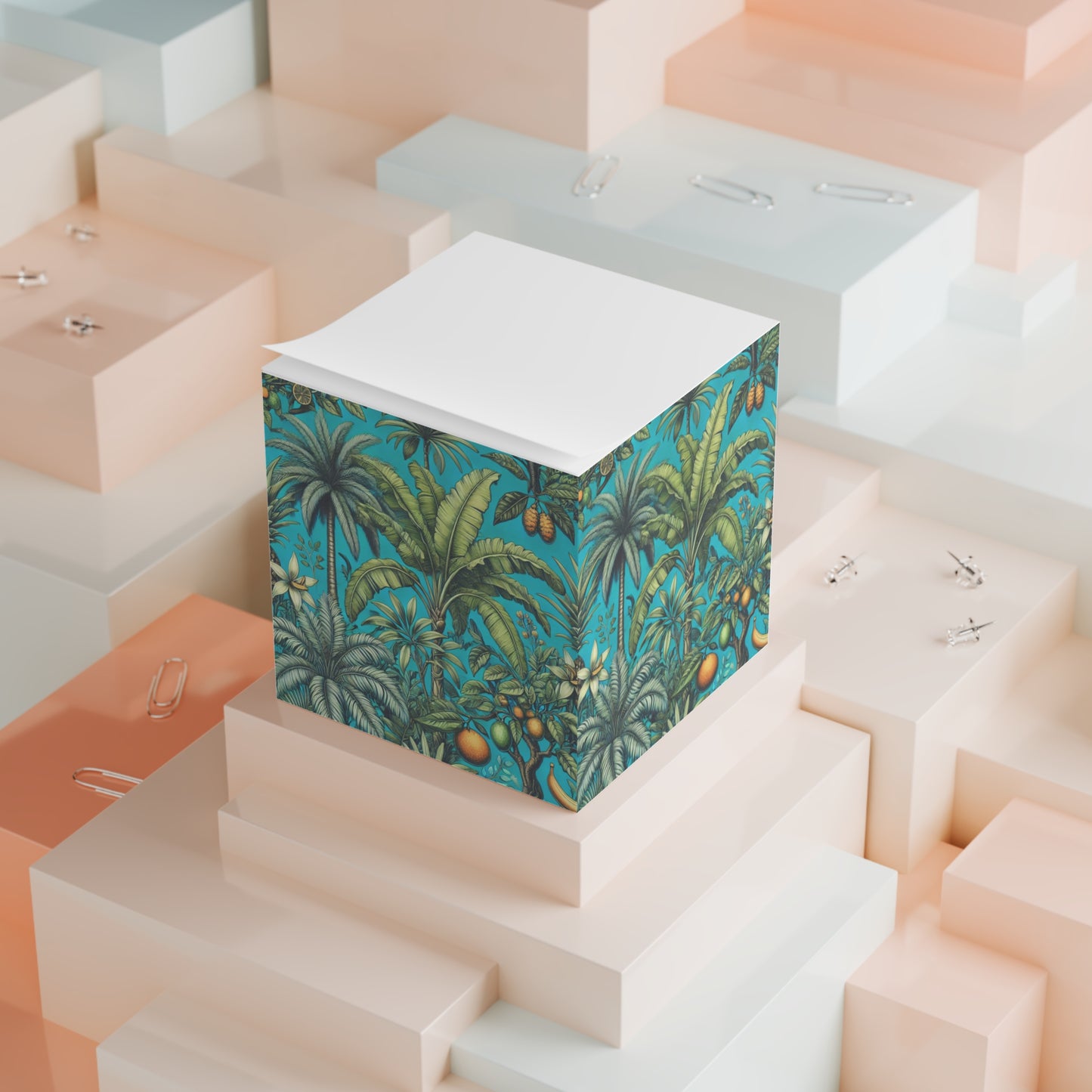 Note Cube - Tropical Fruit, Turquoise