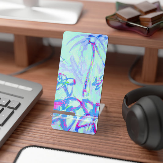 Stylish Smartphone Display Stand with Iconic Artwork - Tropical Doodles/Blue
