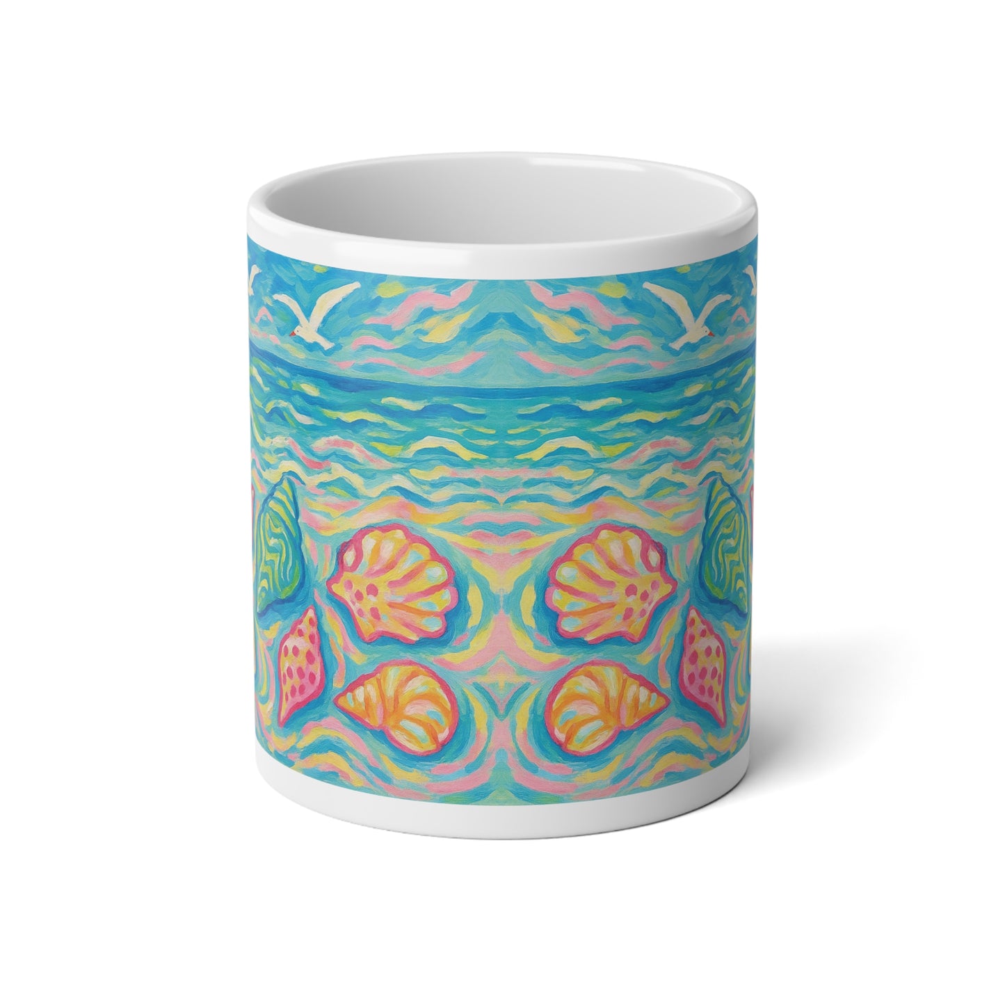 Jumbo Mug, 20oz, Monet Seashells | Tropical Coffee Cup